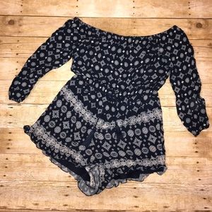 navy off the shoulder romper